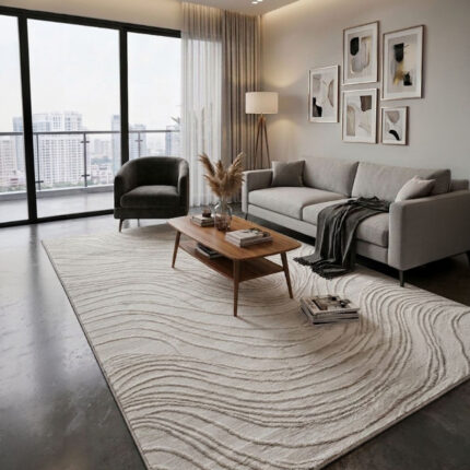 A beautiful home and guest carpet makes your home feel cozy and look great. It has a neat, matching pattern in the middle. It is made from strong, soft fabric that feels nice on your feet and is very easy to clean.