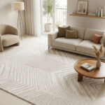 A beautiful home and guest carpet makes your home feel cozy and look great. It has a neat, matching pattern in the middle. It is made from strong, soft fabric that feels nice on your feet and is very easy to clean.