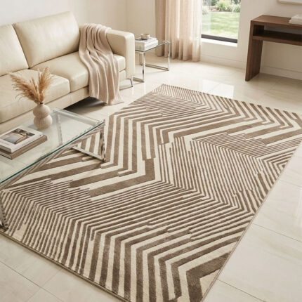 A beautiful home and guest carpet makes your home feel cozy and look great. It has a neat, matching pattern in the middle. It is made from strong, soft fabric that feels nice on your feet and is very easy to clean.