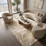 A beautiful home and guest carpet makes your home feel cozy and look great. It has a neat, matching pattern in the middle. It is made from strong, soft fabric that feels nice on your feet and is very easy to clean.