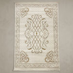 A beautiful home and guest carpet makes your home feel cozy and look great. It has a neat, matching pattern in the middle. It is made from strong, soft fabric that feels nice on your feet and is very easy to clean.