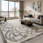 A beautiful home and guest carpet makes your home feel cozy and look great. It has a neat, matching pattern in the middle. It is made from strong, soft fabric that feels nice on your feet and is very easy to clean.