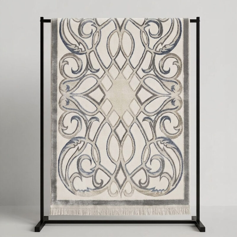 A beautiful home and guest carpet makes your home feel cozy and look great. It has a neat, matching pattern in the middle. It is made from strong, soft fabric that feels nice on your feet and is very easy to clean.