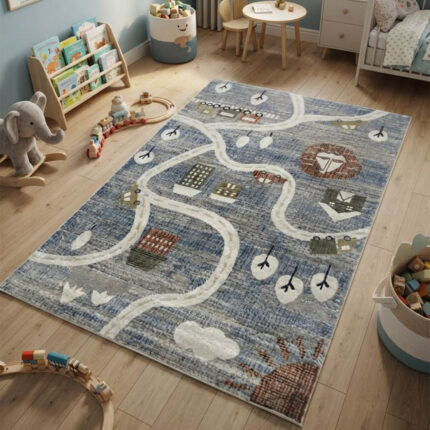 A premium-grade kids' rug featuring a highly durable, high-quality build that withstands constant activity.