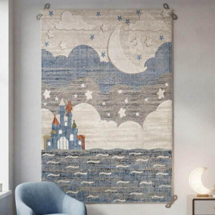 A premium-grade kids' rug featuring a highly durable, high-quality build that withstands constant activity. The pile is tightly woven to be incredibly soft and smooth, creating a comfortable surface for toys and games. The design showcases a weathered abstract center in neutral tones, finished with a clean geometric frame.