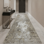 Patterned area runner rug that complements modern home decor.