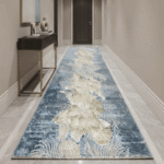 Patterned area runner rug that complements modern home decor.