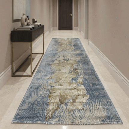 Patterned area runner rug that complements modern home decor.