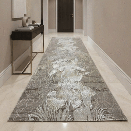 Patterned area runner rug that complements modern home decor.