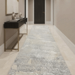 Patterned area runner rug that complements modern home decor.