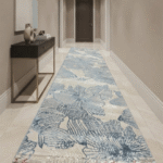 Patterned area runner rug that complements modern home decor.