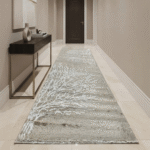 Patterned area runner rug that complements modern home decor.
