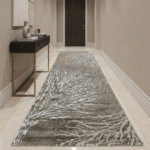 Patterned area runner rug that complements modern home decor.