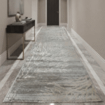 Patterned area runner rug that complements modern home decor.