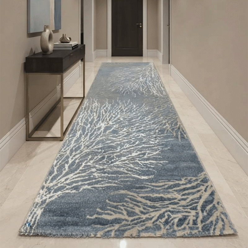 Patterned area runner rug that complements modern home decor.