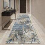 Abstract line art runner rug perfect for contemporary apartment hallways.