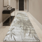 Abstract line art runner rug perfect for contemporary apartment hallways.