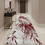 Abstract line art runner rug perfect for contemporary apartment hallways.