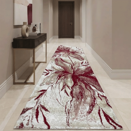 Abstract line art runner rug perfect for contemporary apartment hallways.