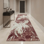 Abstract line art runner rug perfect for contemporary apartment hallways.