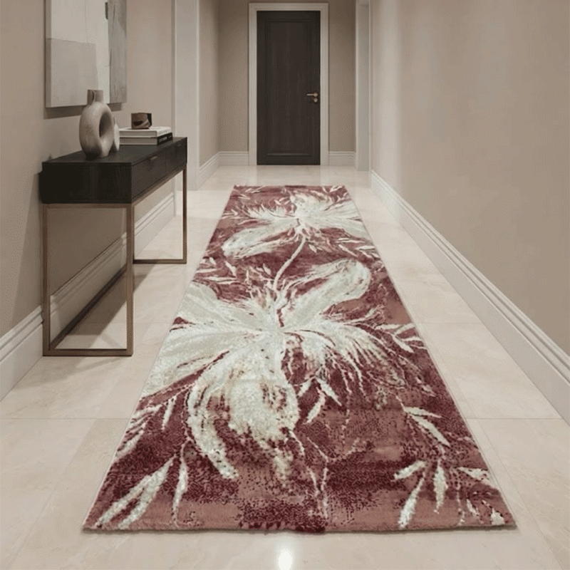 Abstract line art runner rug perfect for contemporary apartment hallways.